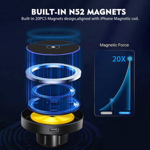 Soporte Magnético para Teléfono de 17 mm con Carga Inalámbrica, Adaptador de Montaje con Bola Magnética para <span class=keywords><strong>iPhone</strong></span> 18 Pro Max 17 16 15, Soportes para Teléfono de Coche - Product Image 3