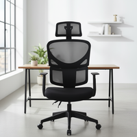 Chaise de bureau ergonomique Henglin à dossier haut en maille, avec dossier divisé, hauteur réglable, accoudoirs fixes et base en nylon pour la maison et le bureau
