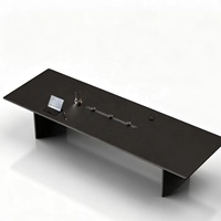 Mesa de Conferencia Grande Gris Estrellado, Negro y Dorado, 3200 mm, Superficie de PMMA Moldeada al Vacío, Mesa de Reuniones para Sala de Juntas