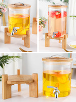 Réservoir de fermentation en verre borosilicate de haute qualité de 5 L, 7,5 L, 10 L, pour boissons, jus, eau, avec robinet et couvercle en bambou