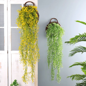 Guirlande artificielle de saule doré en plastique, verdure murale suspendue, décoration intérieure pour mariage, simulation haute fidélité de plantes persistantes - Product Image 2