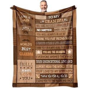 <b>Brown</b> Wood Panel Grandpa Quote Flannel <b>Blanket</b> <b>Throw</b> <b>Blanket</b> Nap <b>Blanket</b> Breathable Skin Friendly for Bedroom Living Room - Product Image 1