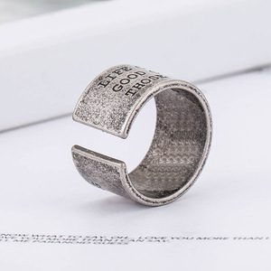 Stainless Steel Wide Face <b>Ring</b> With English Letter Inspiration For Men Gift Jewelry - Product Image 3