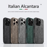 Coque de téléphone mobile Iphone 15 Pro en Alcantara italien authentique, entièrement recouverte, découpée avec précision au laser, aimant puissant, service OEM/ODM
