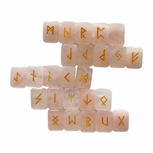 Cuarzo rosa de forma cuadrada, jade natural, cristal curativo tallado a mano, juego de runas - Product Image 3