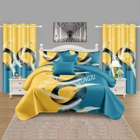 Ensemble de literie à motifs floraux exquis Ensemble de draps de luxe 8 pièces avec rideaux de chambre à coucher Prix abordable