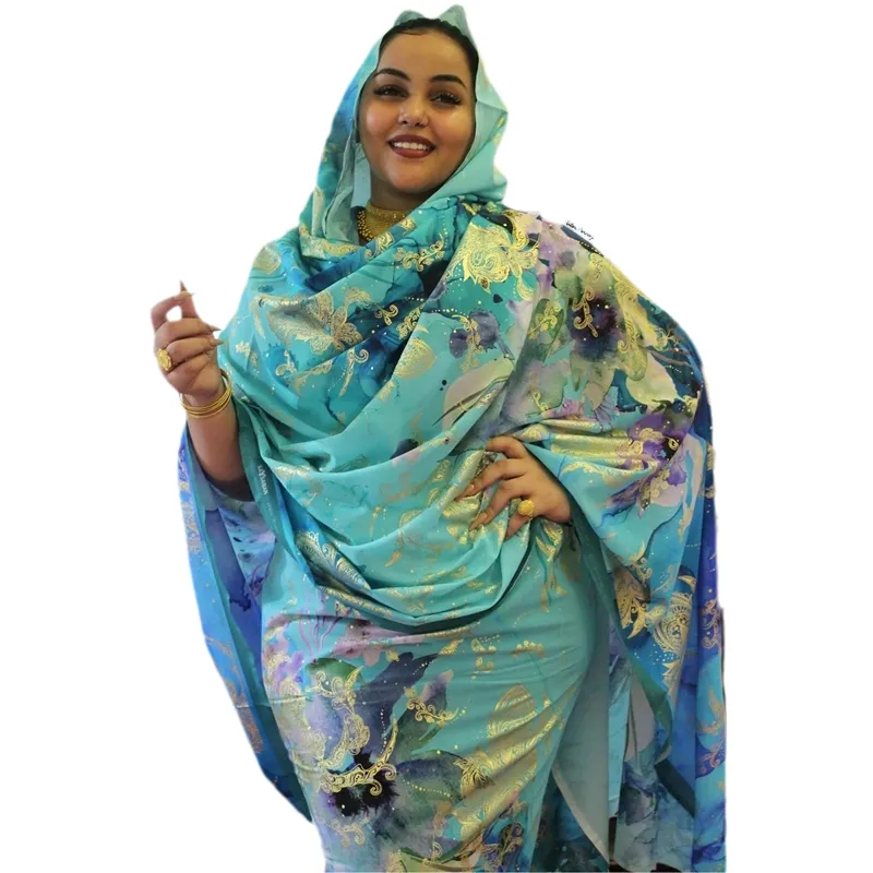 Sudan 100% pamuk Toub afrika kadınlar çok renkler elbiseler son tasarım sipariş yapmak İsviçre vual kumaş