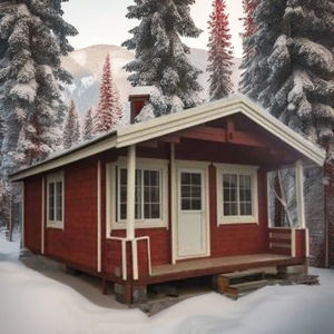 Petite maison rouge d'hiver casas prefabricadas de lujo coupe-vent imperméable à la neige maison en bois pour vivre - Product Image 1