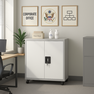 <span class=keywords><strong>Casier</strong></span> de rangement pour le personnel en acier inoxydable à double étage Classeurs mobiles Cabinet de rangement en acier pour bureau Vêtements pour salle de bain Cuisine - Product Image 1