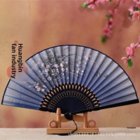 Kipas Lipat Bambu Grosir Hadiah Baru Wanita dengan Desain Bunga, Teknik Ukiran Tangan Linen Ramah Lingkungan Gaya Cina HZ