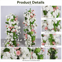 Ensemble de 2 colonnes florales artificielles pour mariage, piliers de fleurs blanches et roses pour la décoration de la scène de cérémonie
