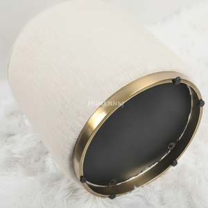 Tabouret ottoman rond en mousse plaqué or Pieds en acier inoxydable Cadre en pin et contreplaqué Ignifuge Usine OEM - Product Image 1