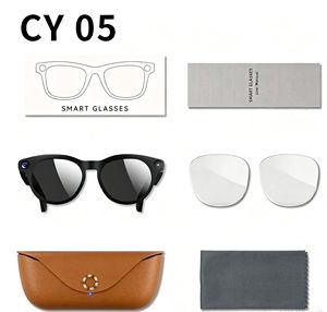 แว่นตาอัจฉริยะรุ่นใหม่ CY05 พร้อมกล้อง 8MP HD บันทึกวิดีโอ 1080P แปลภาษาแบบเรียลไทม์ด้วย AI แปลภาษาสนทนาได้ กล่องชาร์จแบตเตอรี่ 2000mAh - Product Image 1