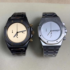 Montre chronographe à quartz octogonale avec logo personnalisé OEM, cadran noir et or avec bracelet en acier inoxydable, montres mécaniques de luxe - Product Image 2