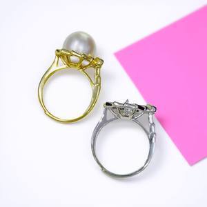 ขาตั้งแหวนเงินแท้ S925 รุ่น 10616DIY พร้อมลูกปัดกลมขนาด 6-7 มม. ประดับด้วยขาตั้งเปล่าคู่สำหรับใส่ไข่มุก  อุปกรณ์เสริมสำหรับเครื่องประดับ - Product Image 3