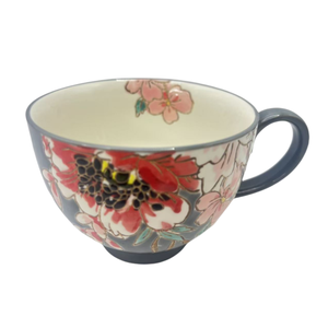 15oz 450ml Handmade Ceramic <b>Mugs</b> <b>Set</b> Colorful Glossy Glaze Hug <b>Mug</b> for <b>Coffee</b> Milk Soup Classic Design with Floral Pattern - Product Image 5