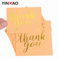 Cartes de remerciement personnalisées écologiques avec impression de logo en feuille d'or, papier orange, emballage artisanal imperméable, insert inclus