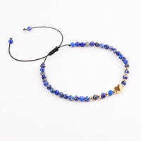Nouveau Design, Bracelet Ajustable Personnalisé pour Femme avec Breloque Cœur, Perles en Acier Inoxydable Étanche et Gemmes Facettées de 3 mm