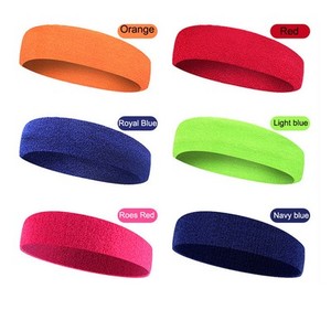 Vente en gros usine, Bandeau de sport élastique en coton absorbant la transpiration, coloré, avec logo personnalisé - Product Image 2