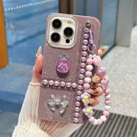 Coque de téléphone BAILI Factory populaire avec motif papillon 3D en perles, accessoires de fruits, pour Samsung A05S/A51/A21S, poudre flash IMD, bracelet