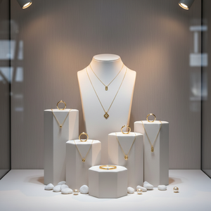 आधुनिक लक्जरी गहने डिस्प्ले सेट माइक्रोफाइबर हार स्टैंड रिंग धारक इयररिंग काउंटर विंडो धारक इयररिंग काउंटर विंडो - Product Image 3