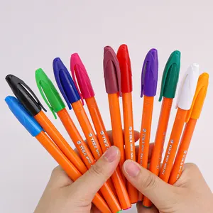 ปากกาลูกลื่นสีเหลืองปากกาลูกลื่นแบบแท่งปากกาพลาสติกแบบเรียบง่าย