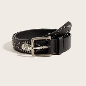 <span class=keywords><strong>Ceinture</strong></span> Y2K à double rangée de rivets avec boucle d'aiguille en forme d'oeil de poulet <span class=keywords><strong>Ceinture</strong></span> rétro de style ethnique punk - Product Image 1