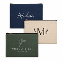 Pochette cosmétique personnalisée en toile avec fermeture éclair métallique pour la promotion de marques de cosmétiques, pochette de maquillage pour le rangement des rouges à lèvres et des pinceaux de maquillage