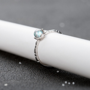 Haifeng Meilong Natural Moonstone Ring Geometric Design Women's Index Finger Jewelry Everyday Wear - Product Image 2
