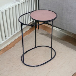 Table basse moderne en métal de forme ovale avec base en métal pour table d'appoint de meubles de salon domestique - Product Image 6