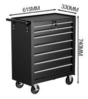 Chariot à outils en acier de qualité industrielle à 7 tiroirs / Armoire à outils pour réparation automobile / Armoire de rangement robuste en acier pour garage