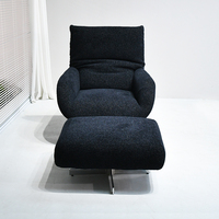 Fauteuil de salon pivotant moderne avec ottoman, dossier haut, tissu texturé, fauteuil inclinable, ensemble fauteuil d'appoint et repose-pieds pour salon et bureau