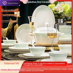 Nouvel ensemble de vaisselle en céramique haut de gamme de Jingdezhen 2025 – Bols et assiettes en céramique haut de gamme – Cadeau de déménagement pour nouvelle maison - Product Image 1