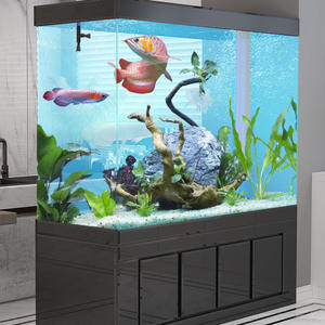 Grand <span class=keywords><strong>aquarium</strong></span> mural sur pied, lumière de luxe, verre ultra blanc avec filtre inférieur pour salon - Product Image 4