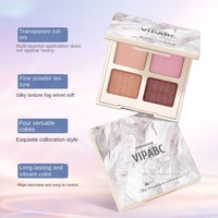 Palette de fards à paupières scintillants quatre couleurs VIPABC Misty Starry Sky, tons terreux étincelants, fini poudré violet chatoyant, pour un look quotidien léger