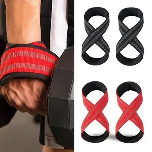 Wholesale Custom Logo Gym Training Wrist <b>Straps</b> Figure 8 Heavy Duty Weight Weightlifting <b>Lifting</b> <b>Straps</b> - Product Image 2
