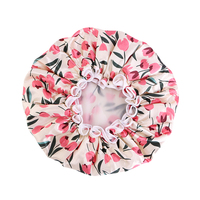 Bonnet de douche imperméable extra large doublé satin, double couche en tissu PE, accessoires de bain pour femmes
