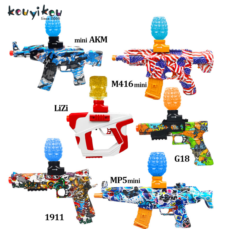 Kouyikou гелевые пистолеты различных стилей и цветов, Электрические игрушечные пистолеты AKM47 с водяными гелевыми шариками
