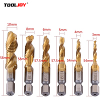 Jeu de forets et de tarauds combinés TOOLJOY HSS 4341 revêtus de titane, filetage métrique M3-M10 pour métaux doux, aluminium