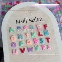 Ensemble de 360 breloques pour ongles, 26 lettres de l'alphabet anglais, style macaron, en résine 3D, dégradé, accessoires de décoration d'ongles DIY, 24 compartiments
