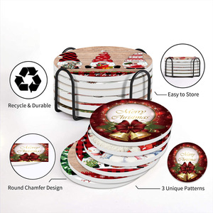 Bán Buôn Tùy Chỉnh Thăng Hoa <span class=keywords><strong>Slate</strong></span> Coaster Giáng Sinh Gốm Uống Cà Phê Tùy Chỉnh Trống Gốm Coaster Với Nút Chai - Product Image 3