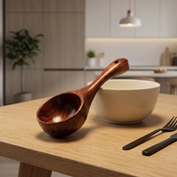 Cuillère à soupe en bois à poignée longue, grande capacité, louche en bois personnalisable avec logo gravé, cuillère de service pour la cuisine
