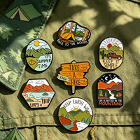 Broche personnalisée en métal émaillé pour l'été, la randonnée en pleine nature, l'aventure hors route, la montagne, le cactus, le jeep