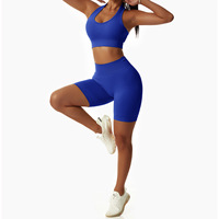 Ensemble de yoga sans couture pour femme : Soutien-gorge de sport à bretelles et short taille haute pour fitness et course à pied, haute élasticité