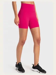 Pantalones cortos de Yoga de cintura alta personalizados, ropa deportiva, ropa deportiva, pantalones cortos de gimnasio con bolsillos