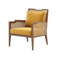 Fauteuil de jardin en PU style nordique et chinois, avec revêtement en rotin de bambou, pour hôtel et maison d'hôtes, en stock