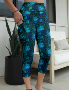 Leggings Meiyang Personalizados con Estampado de Corazones Cromados, Cintura Alta, Abertura en la Entrepierna, Estampado Floral, con Bolsillos, Ropa para <span class=keywords><strong>Mujer</strong></span> - Product Image 2