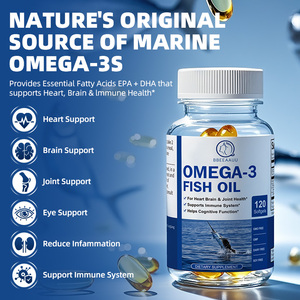 Capsules d'huile de poisson <span class=keywords><strong>oméga</strong></span> <span class=keywords><strong>3</strong></span> DHA <span class=keywords><strong>EPA</strong></span> Beworths pour la santé du cerveau et du cœur des adultes, 60 capsules par flacon - Product Image 4