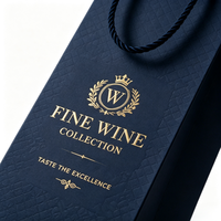 Sac cadeau de luxe pour bouteille, emballage en papier personnalisé imprimé pour champagne, whisky, brandy, cadeaux d'entreprise, sac de vente au détail