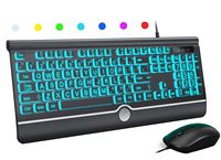 Clavier et souris filaires OEM ODM, clavier rétroéclairé à grandes touches lumineuses, clavier filaire silencieux USB et souris optique pour Wi-Fi